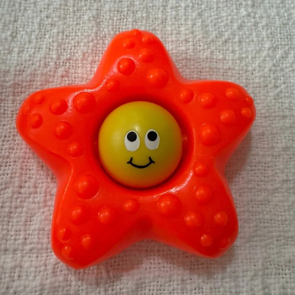 Vintage Fisher Price 623 Sandy Starfish Baby Toy Rattle Star Fish Floats Tub